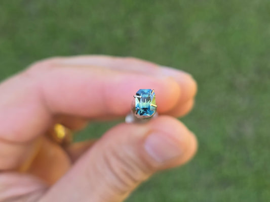Emerald Cut Parti Sapphire NO HEAT .975ct