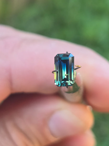 Emerald Cut Parti Sapphire 1.82ct