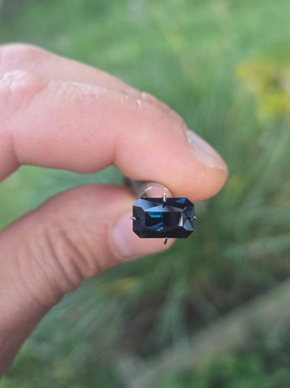 Emerald Cut Midnight Blue Sapphire 3.76ct