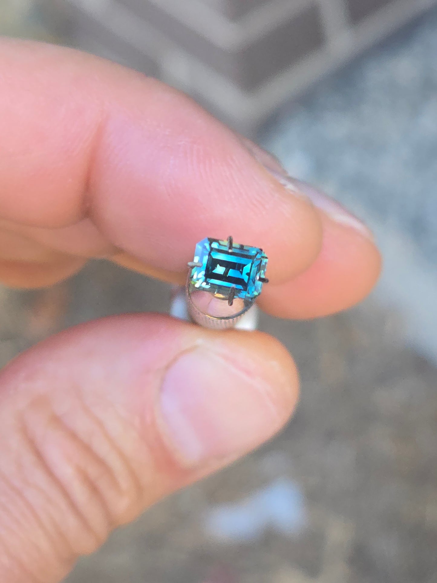 Emerald Cut Teal Sapphire 1.3ct