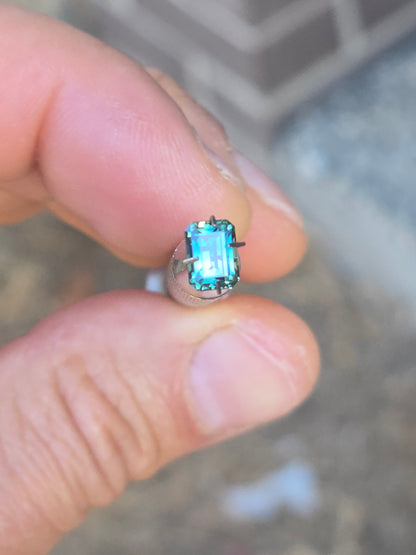 Emerald Cut Teal Sapphire 1.3ct