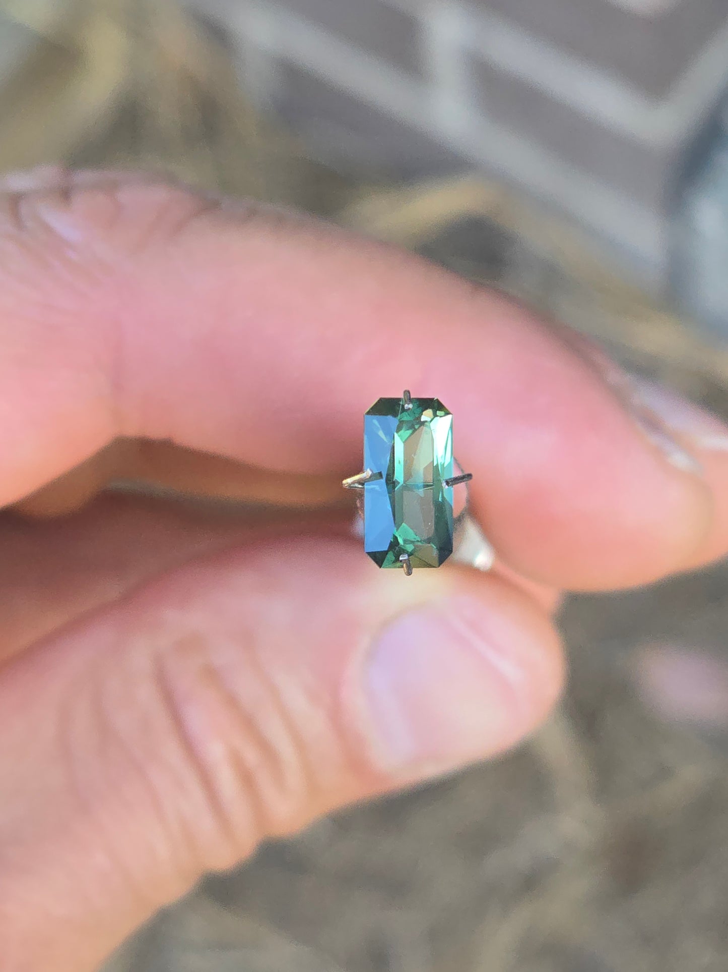 Emerald Cut Teal Sapphire 2.1ct