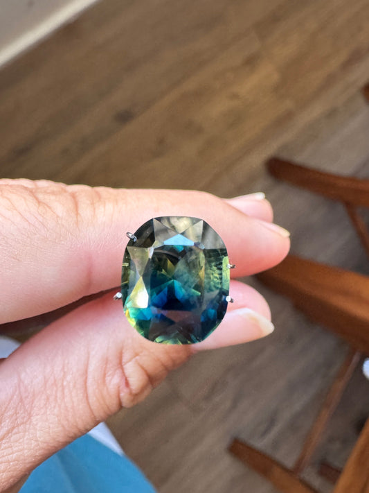 Cushion Cut Parti Sapphire No Heat 8.3ct