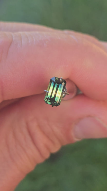 Emerald Cut Parti Sapphire 1.82ct