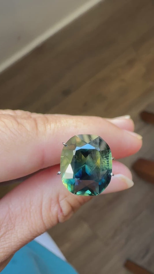 Cushion Cut Parti Sapphire No Heat 8.3ct