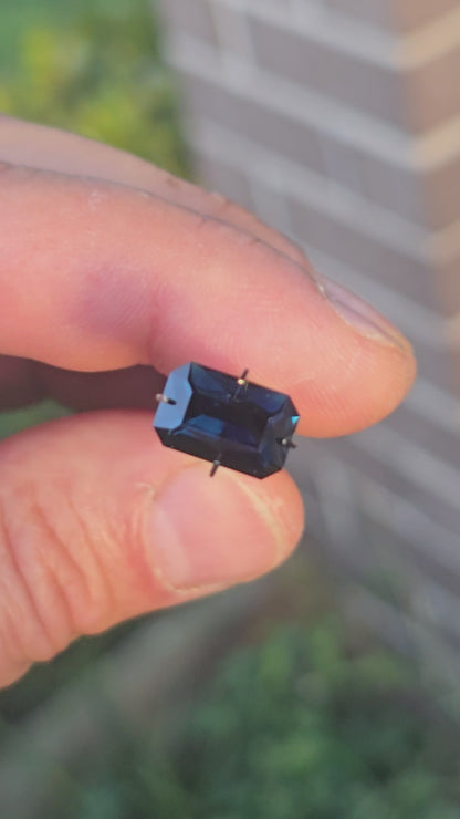 Emerald Cut Midnight Blue Sapphire 3.76ct